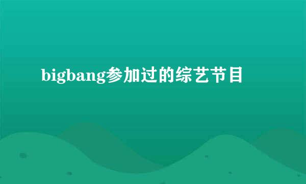 bigbang参加过的综艺节目