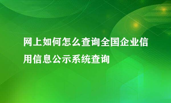 网上如何怎么查询全国企业信用信息公示系统查询