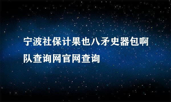 宁波社保计果也八矛史器包啊队查询网官网查询