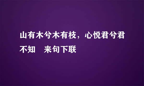 山有木兮木有枝，心悦君兮君不知 来句下联