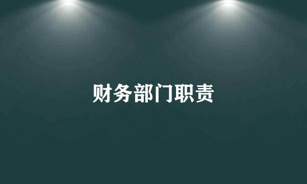 财务部门职责