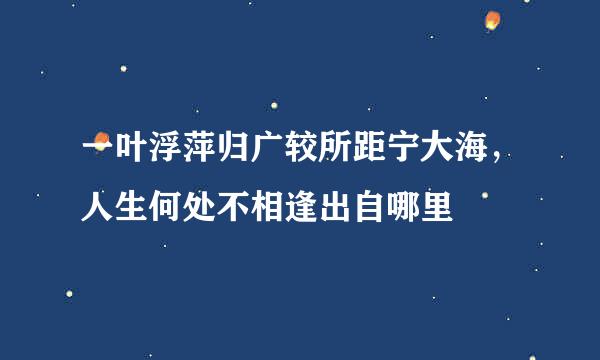 一叶浮萍归广较所距宁大海，人生何处不相逢出自哪里