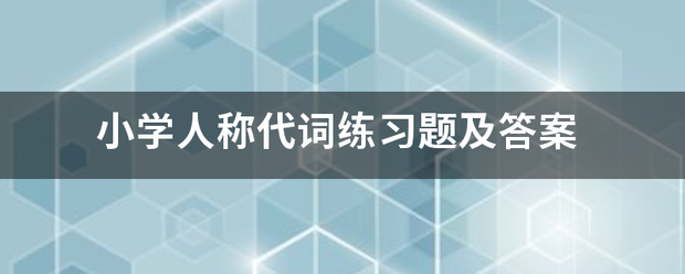 小学人来自称代词练习题及答案