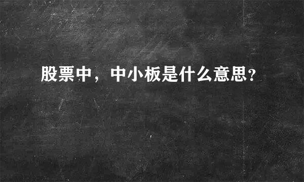 股票中，中小板是什么意思？