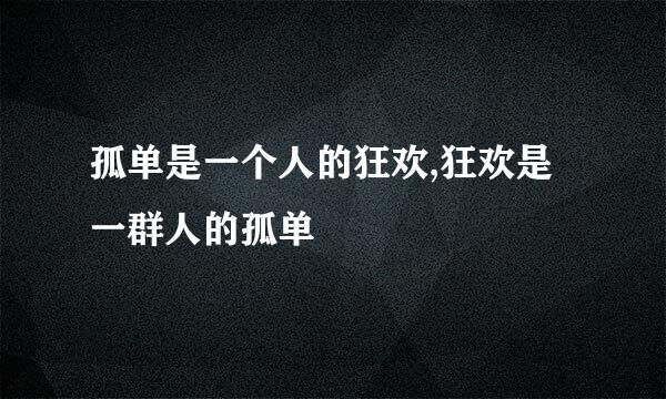 孤单是一个人的狂欢,狂欢是一群人的孤单