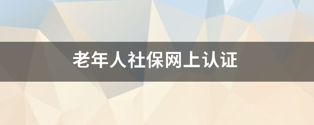 老年人社保网上认证