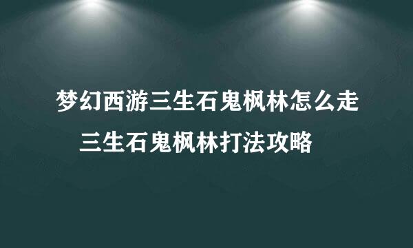 梦幻西游三生石鬼枫林怎么走 三生石鬼枫林打法攻略