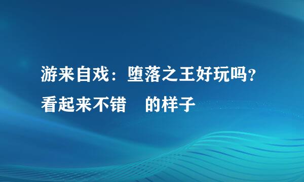 游来自戏：堕落之王好玩吗？看起来不错 的样子