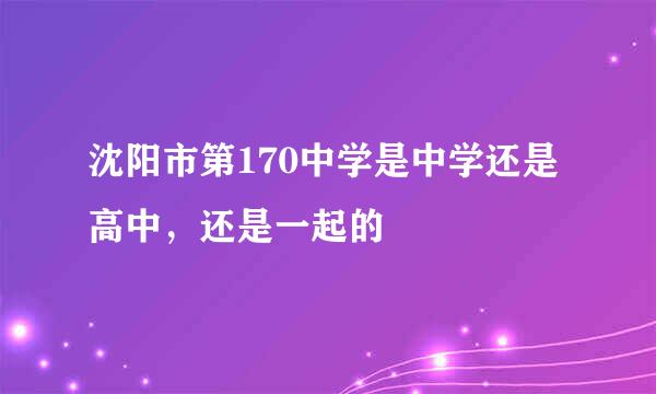 沈阳市第170中学是中学还是高中，还是一起的