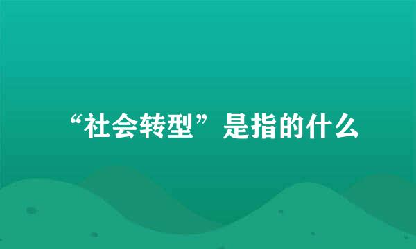 “社会转型”是指的什么