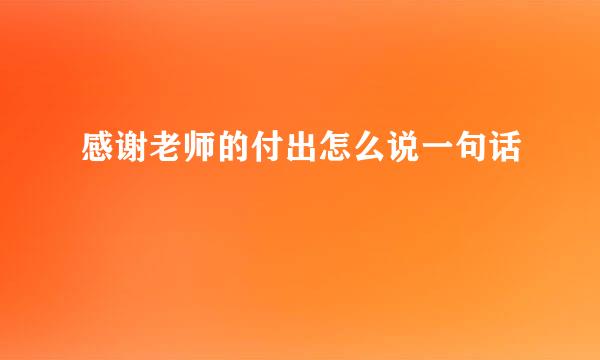 感谢老师的付出怎么说一句话