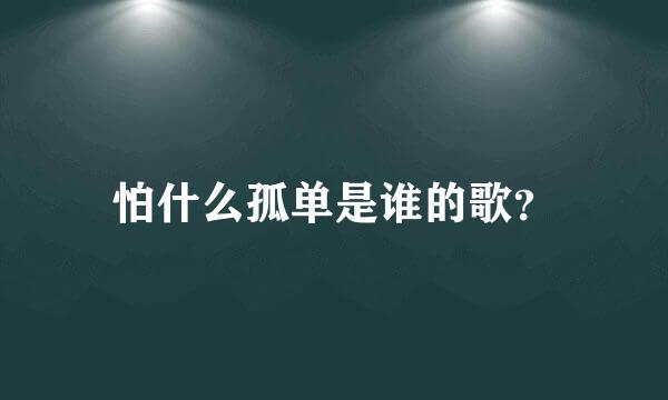 怕什么孤单是谁的歌？