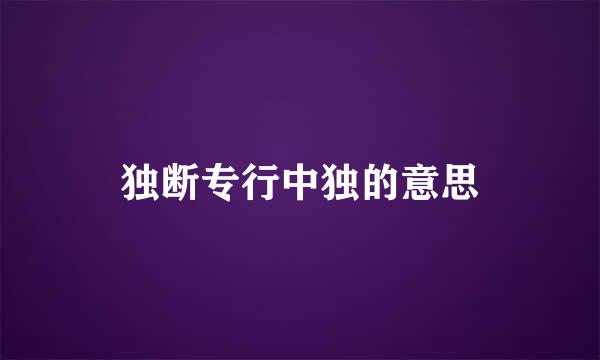 独断专行中独的意思