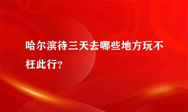 哈尔滨待三天去哪些地方玩不枉此行？