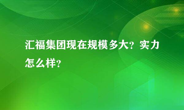 汇福集团现在规模多大？实力怎么样？