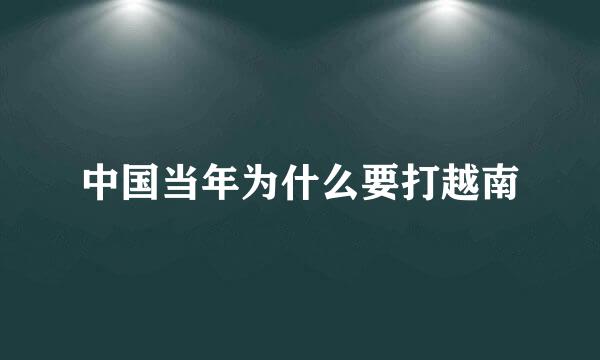 中国当年为什么要打越南