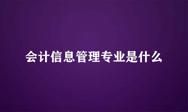 会计信息管理专业是什么