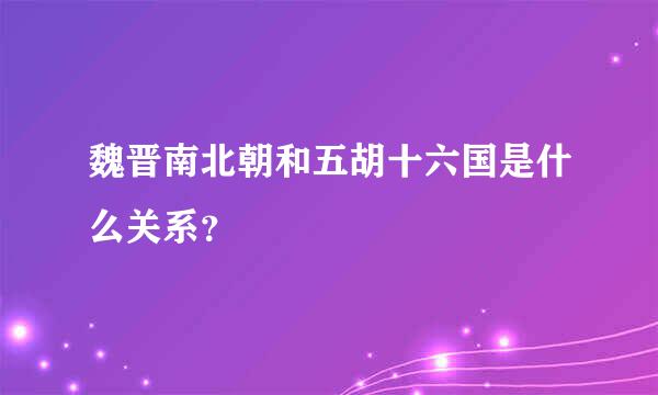 魏晋南北朝和五胡十六国是什么关系？