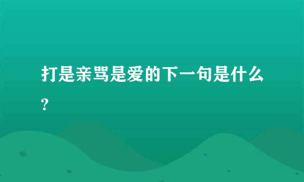 打是亲骂是爱的下一句是什么?