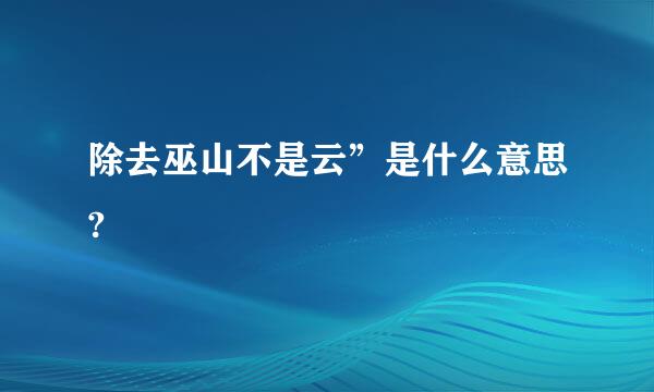 除去巫山不是云”是什么意思?