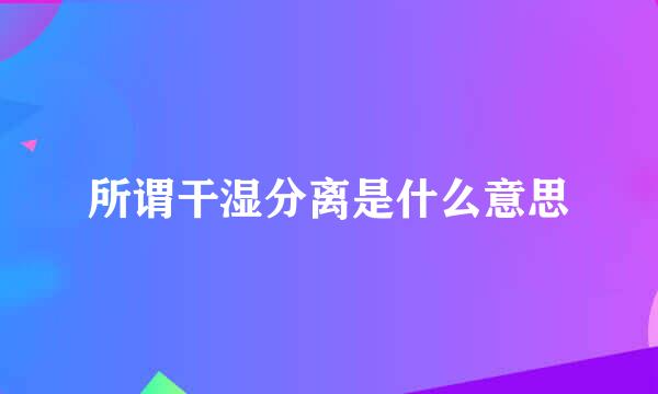 所谓干湿分离是什么意思