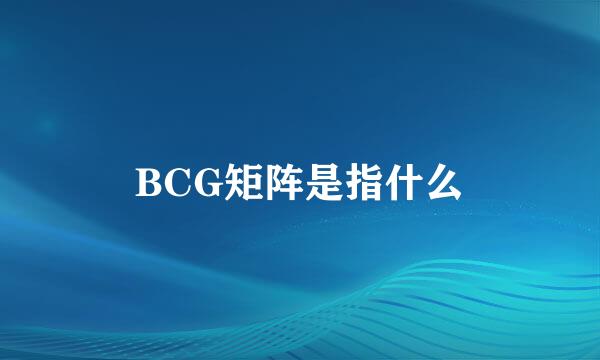 BCG矩阵是指什么