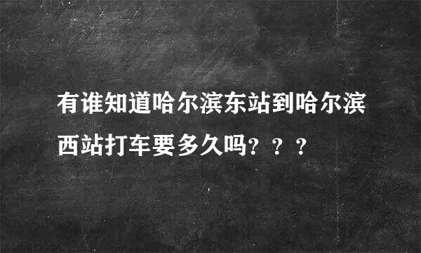 有谁知道哈尔滨东站到哈尔滨西站打车要多久吗？？？