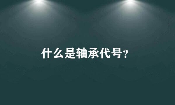 什么是轴承代号？