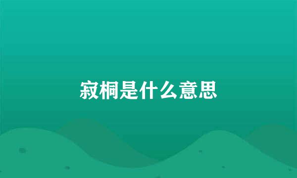 寂桐是什么意思