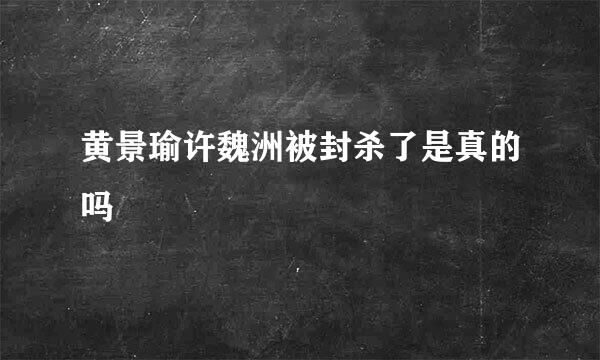 黄景瑜许魏洲被封杀了是真的吗