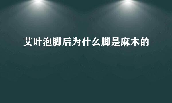 艾叶泡脚后为什么脚是麻木的