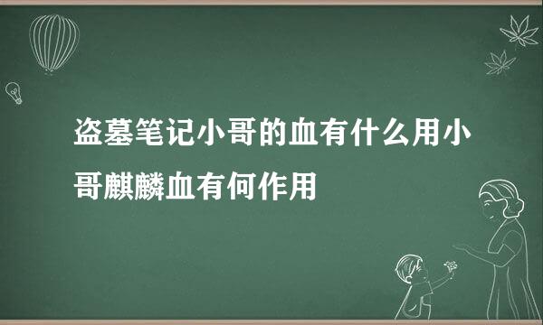 盗墓笔记小哥的血有什么用小哥麒麟血有何作用