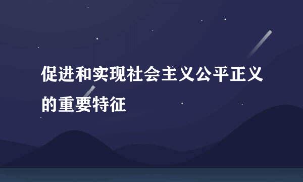 促进和实现社会主义公平正义的重要特征