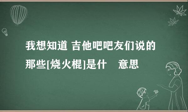 我想知道 吉他吧吧友们说的那些[烧火棍]是什麼意思