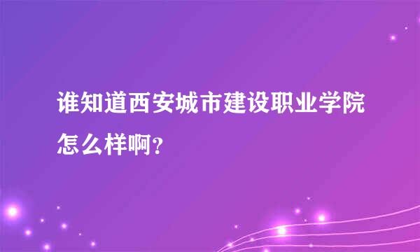 谁知道西安城市建设职业学院怎么样啊？