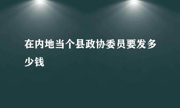 在内地当个县政协委员要发多少钱