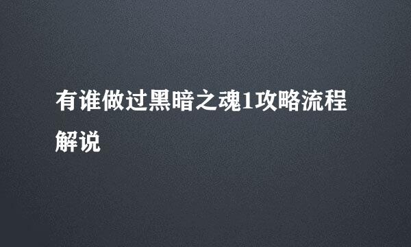 有谁做过黑暗之魂1攻略流程解说