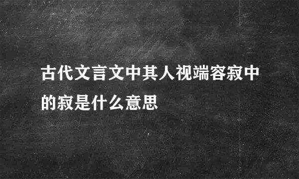 古代文言文中其人视端容寂中的寂是什么意思