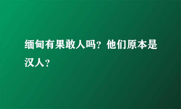 缅甸有果敢人吗？他们原本是汉人？