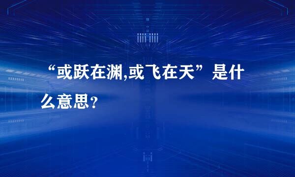 “或跃在渊,或飞在天”是什么意思？