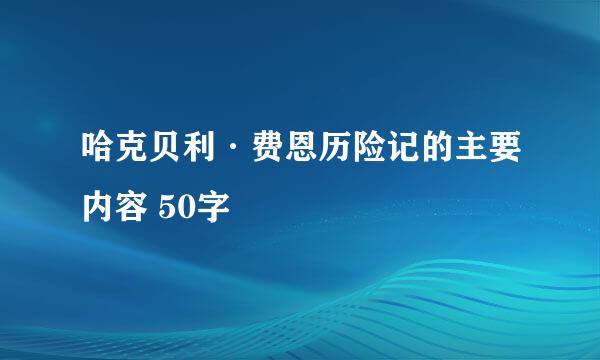 哈克贝利·费恩历险记的主要内容 50字