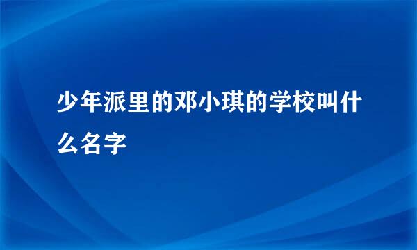 少年派里的邓小琪的学校叫什么名字