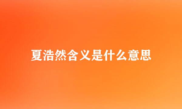 夏浩然含义是什么意思