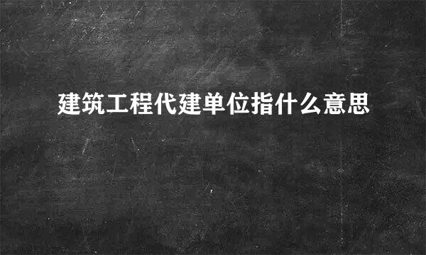 建筑工程代建单位指什么意思