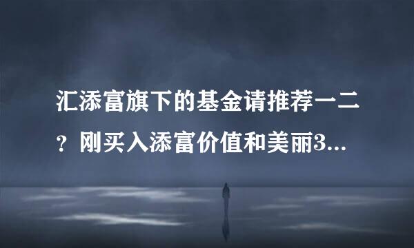 汇添富旗下的基金请推荐一二？刚买入添富价值和美丽30，不知道怎么样？