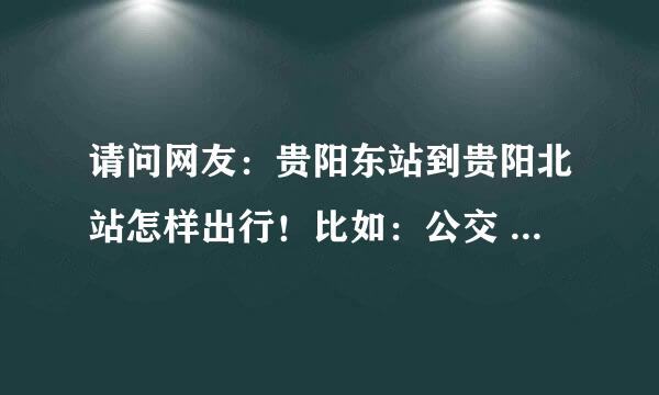 请问网友：贵阳东站到贵阳北站怎样出行！比如：公交 地铁方案也可以！知道的请回复！谢谢啦！