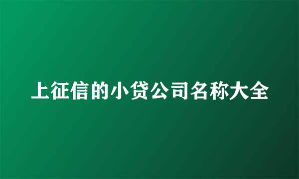 上征信的小贷公司名称大全