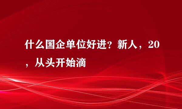 什么国企单位好进？新人，20，从头开始滴