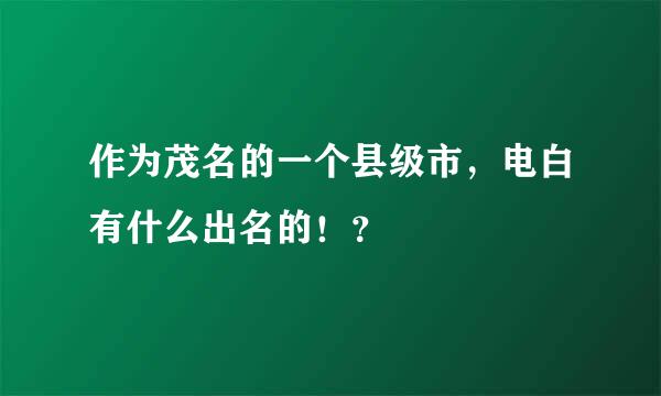 作为茂名的一个县级市，电白有什么出名的！？