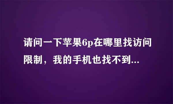 请问一下苹果6p在哪里找访问限制，我的手机也找不到这个功能